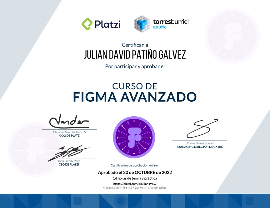 Diploma del Curso de Figma Avanzado