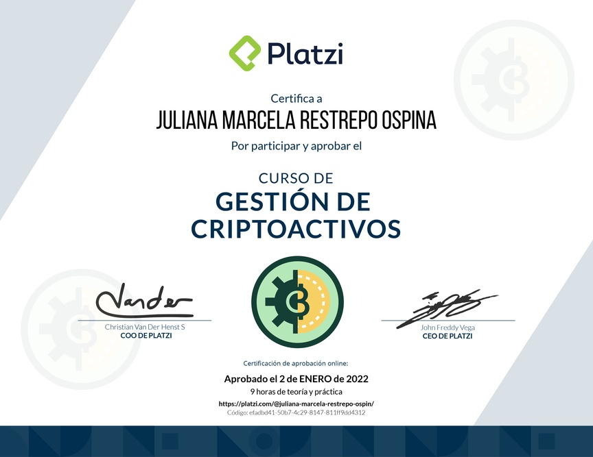 Diploma del Curso de Gestión de Criptoactivos