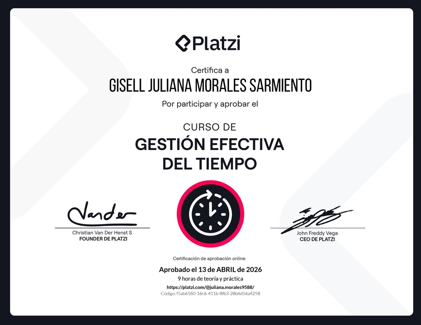 Diploma del Curso de Gestión Efectiva del Tiempo