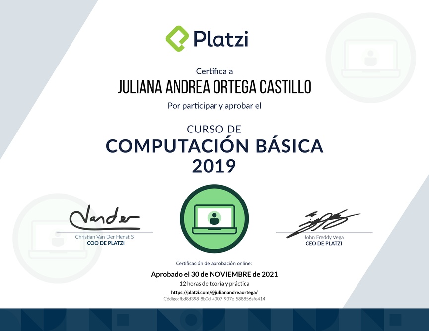Diploma del Curso de Computación Básica