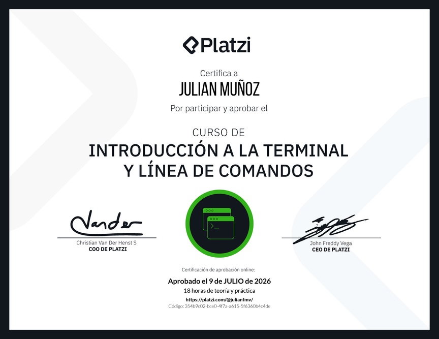 Diploma del Curso de Introducción a la Terminal y Línea de Comandos