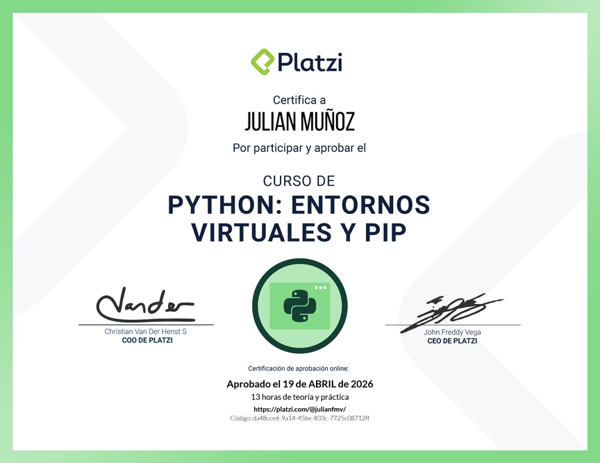 Diploma del Curso de Python: PIP y Entornos Virtuales