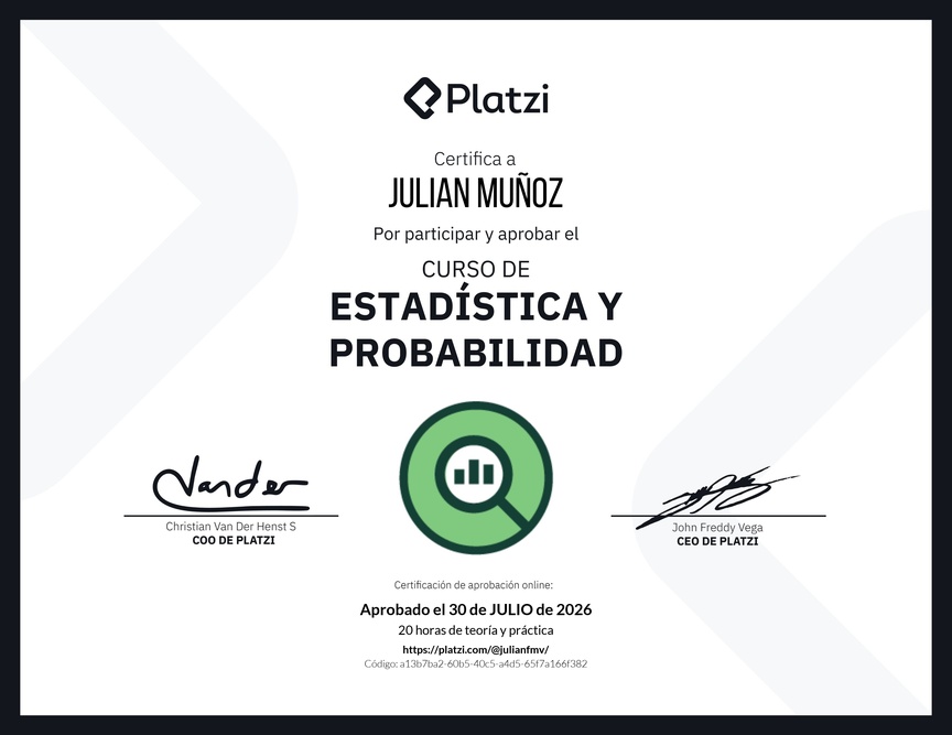 Diploma del Curso de Estadística y Probabilidad