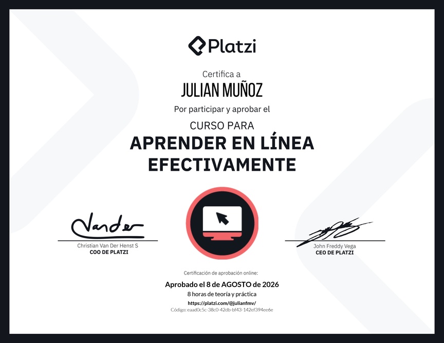 Diploma del Curso para Aprender en Línea Efectivamente