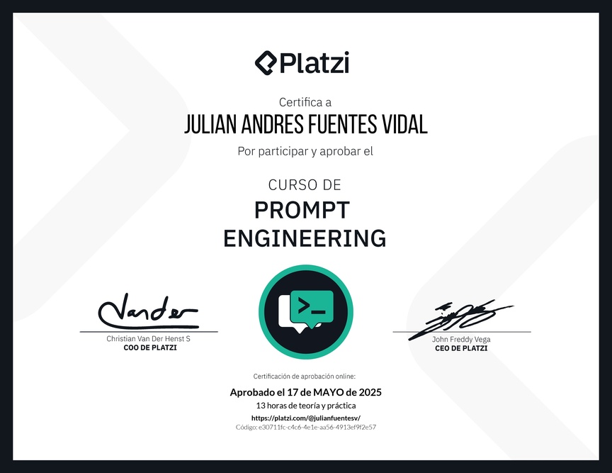 Diploma del Curso de Prompt Engineering