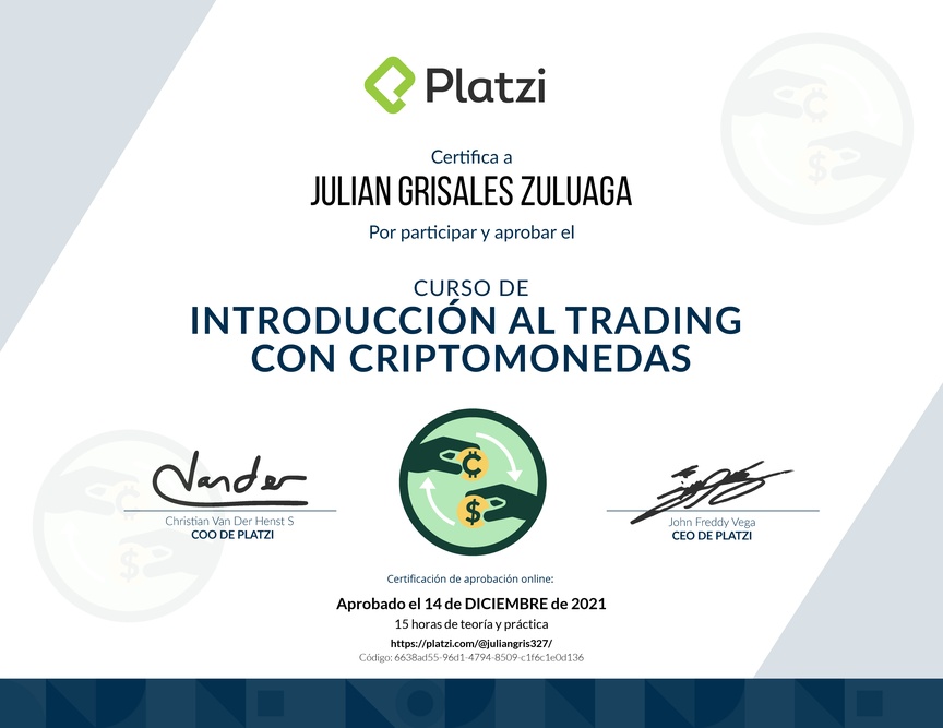 Diploma del Curso de Introducción al Trading con Criptomonedas