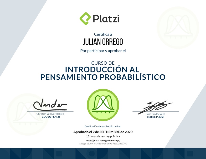 Diploma del Curso de Introducción al Pensamiento Probabilístico