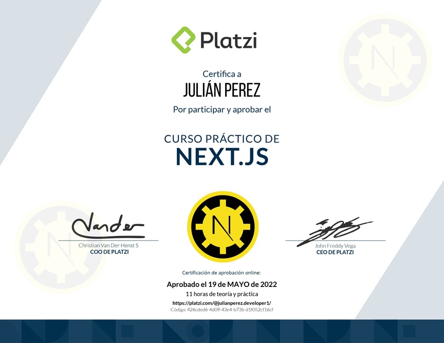 Diploma del Curso Práctico de Next.js