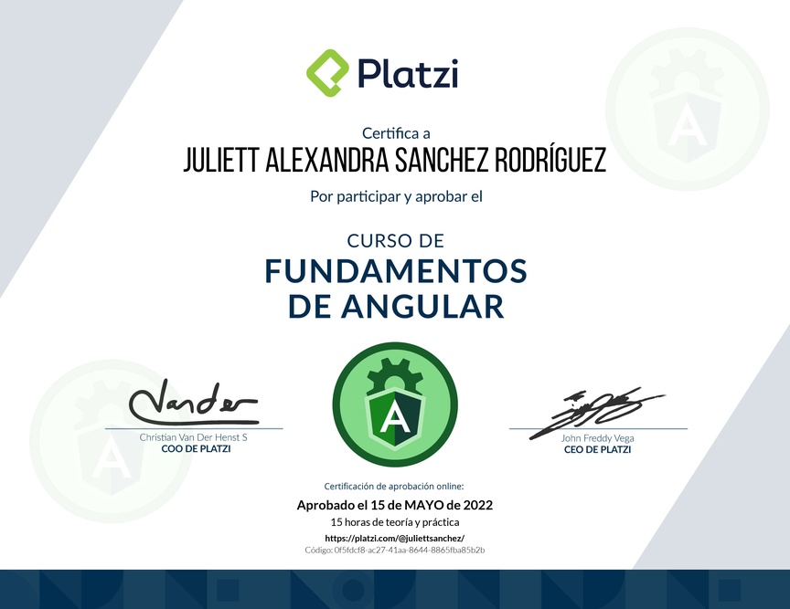 Diploma del Curso de Fundamentos de Angular
