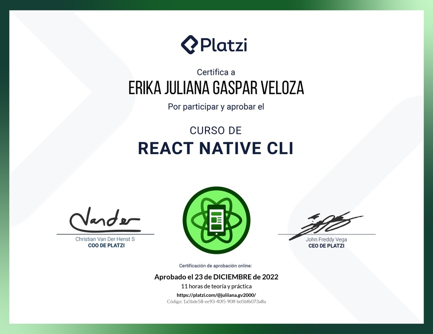 Diploma del Curso de React Native CLI