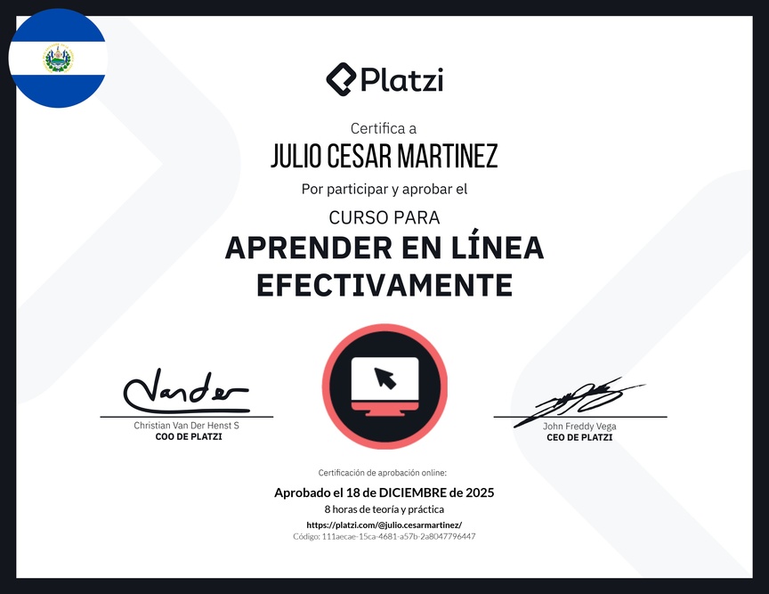 Diploma del Curso para Aprender en Línea Efectivamente