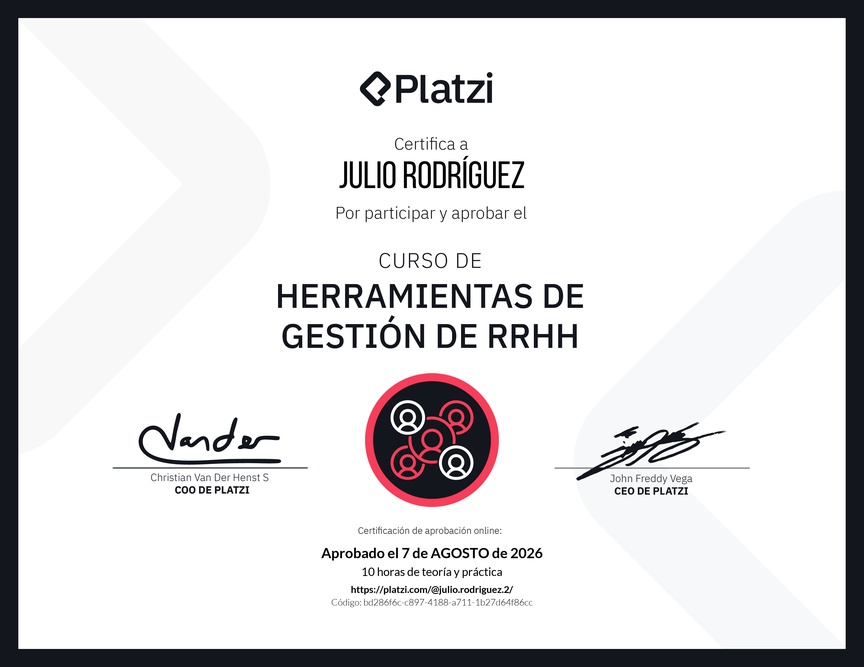 Diploma del Curso de Herramientas de Gestión de RRHH