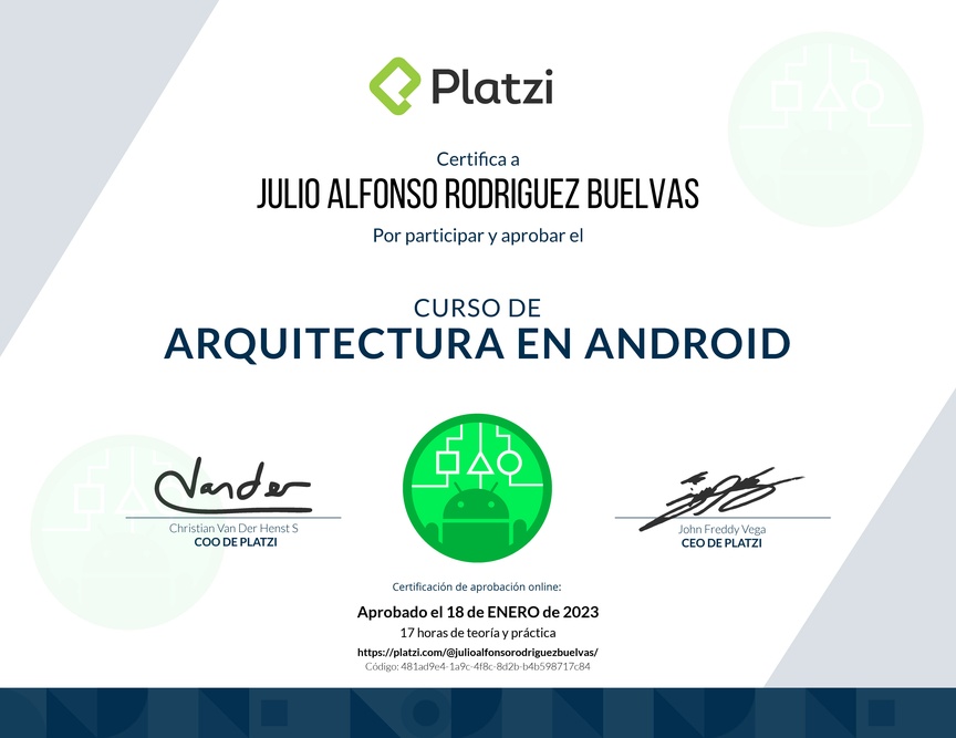 Diploma del Curso de Arquitectura de Android