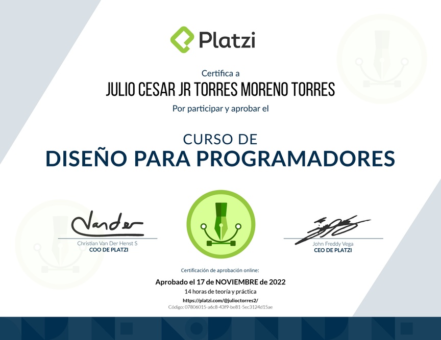 Diploma del Curso de Diseño para Developers
