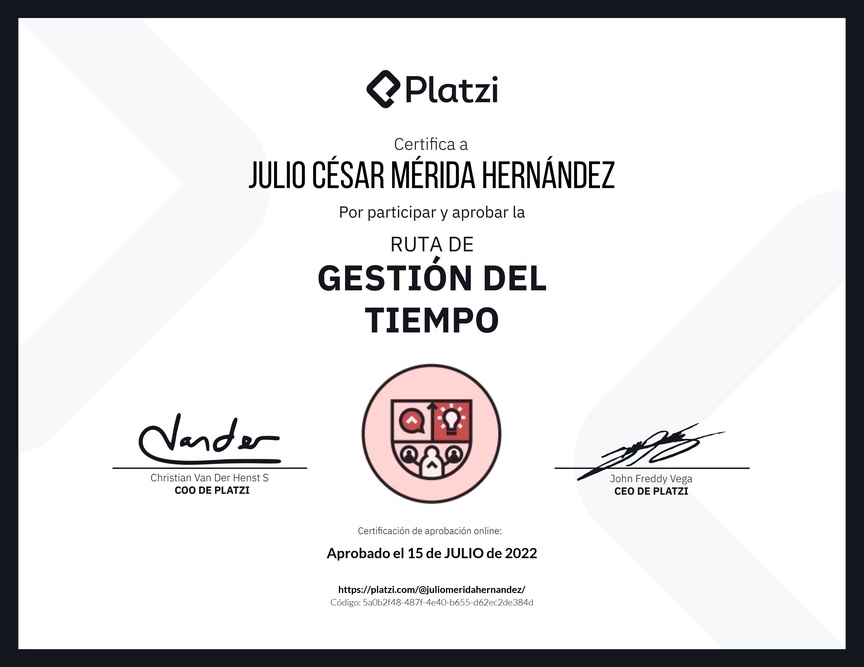 Diploma de la Ruta de Aprendizaje de Gestión del tiempo
