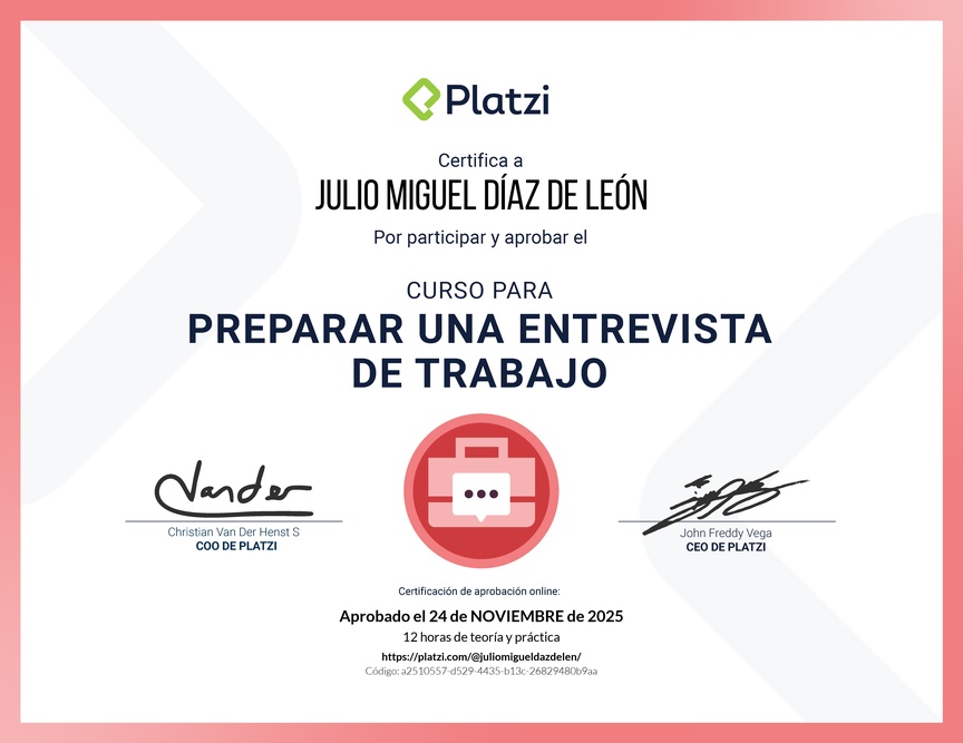 Diploma del Curso para Preparar una Entrevista de Trabajo