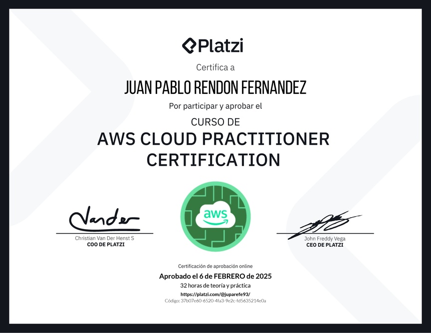 Diploma del Curso AWS Cloud Practitioner Certification