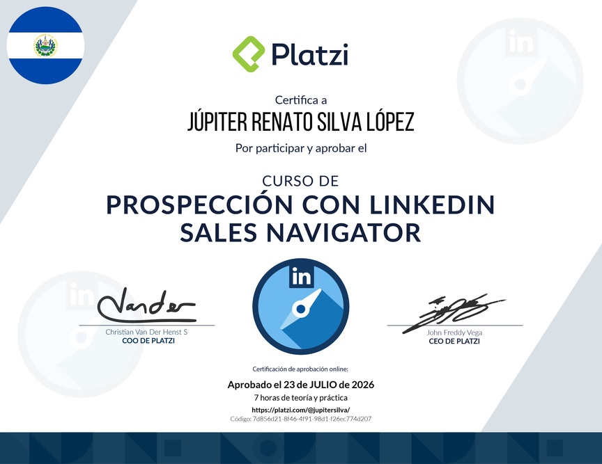 Diploma del Curso de Prospección con LinkedIn Sales Navigator
