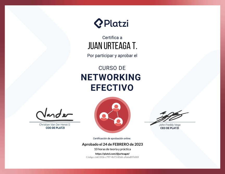 Diploma del Curso de Networking para Construir tu Red de Contactos