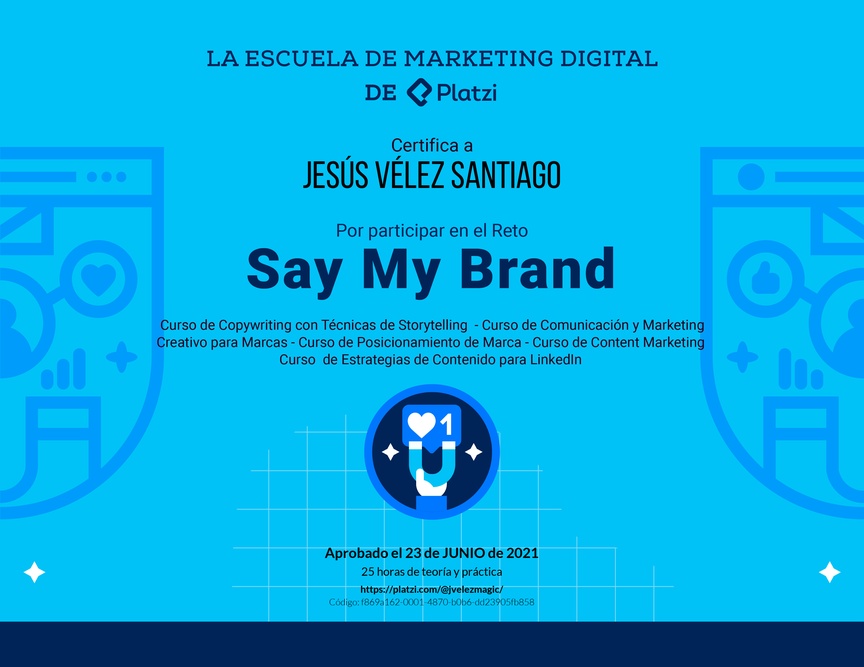Diploma de Reto de Marca Personal
