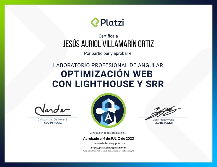 Diploma de Laboratorio de Angular: Optimización Web con Lighthouse y SSR