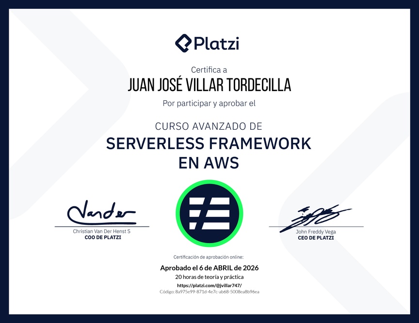 Diploma del Curso Avanzado de Serverless Framework en AWS
