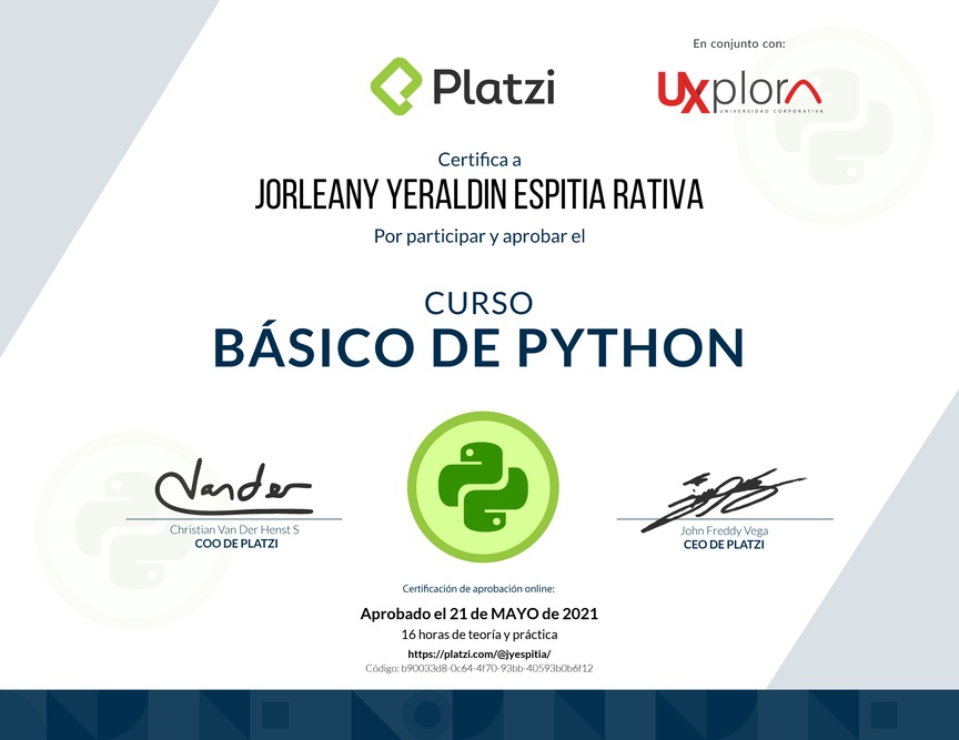 Diploma del Curso Básico de Python