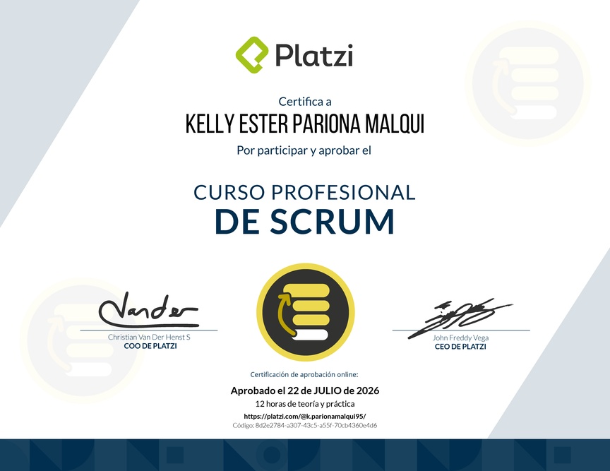Diploma del Curso Profesional de Scrum