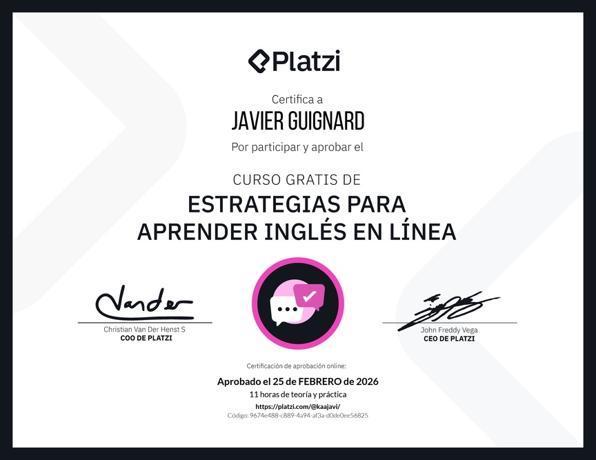 Diploma del Curso Gratis de Estrategias para Aprender Inglés en Línea