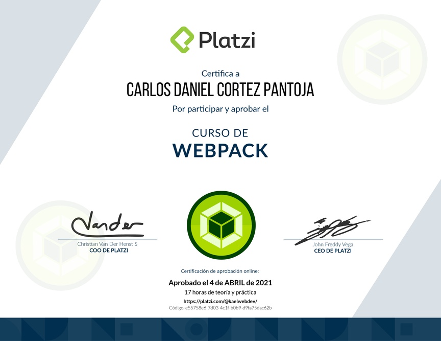 Diploma del Curso de Webpack