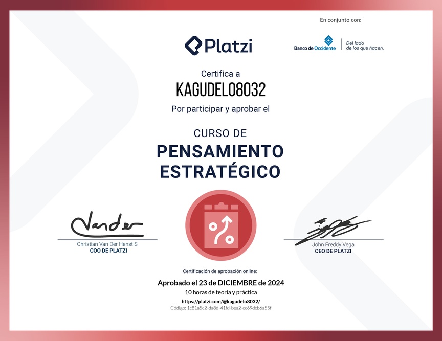 Diploma del Curso de Pensamiento Estratégico