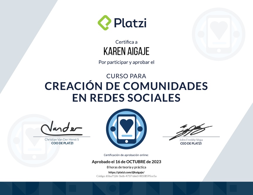 Diploma del Curso de Construcción de Comunidades en Redes Sociales