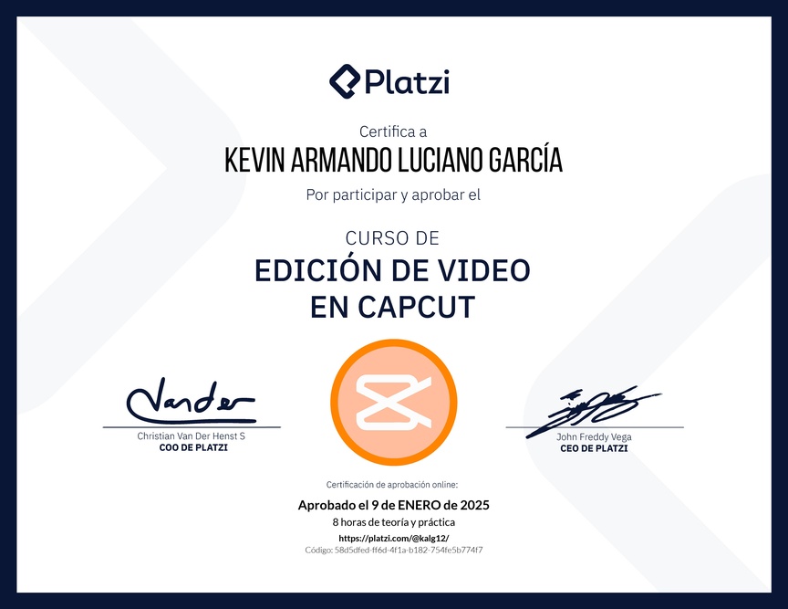 Diploma del Curso de Edición de Video con Capcut