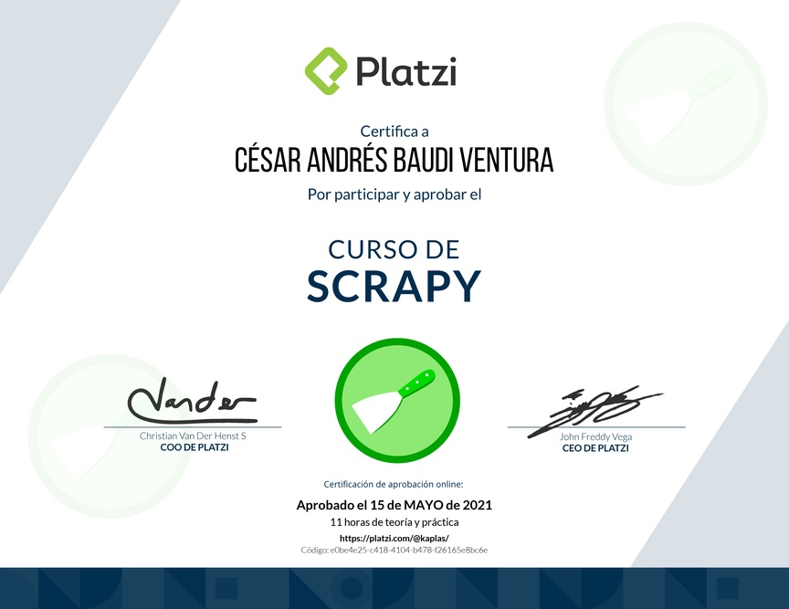 Diploma del Curso de Scrapy