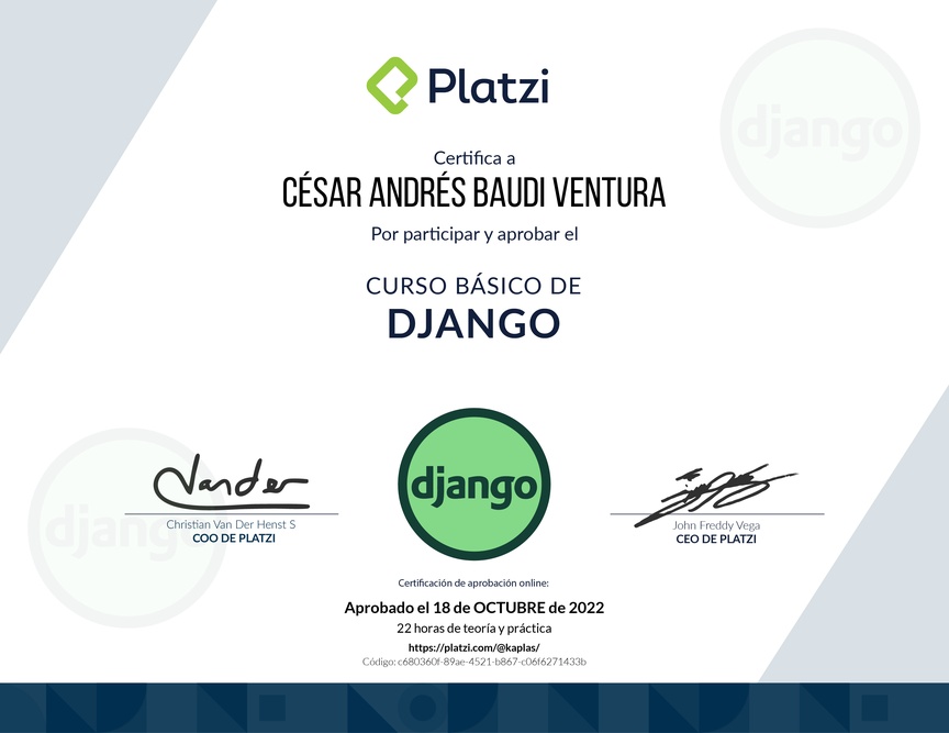 Diploma del Curso Básico de Django