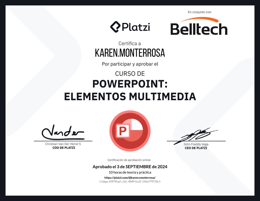 Diploma del Curso de PowerPoint: Elementos Multimedia