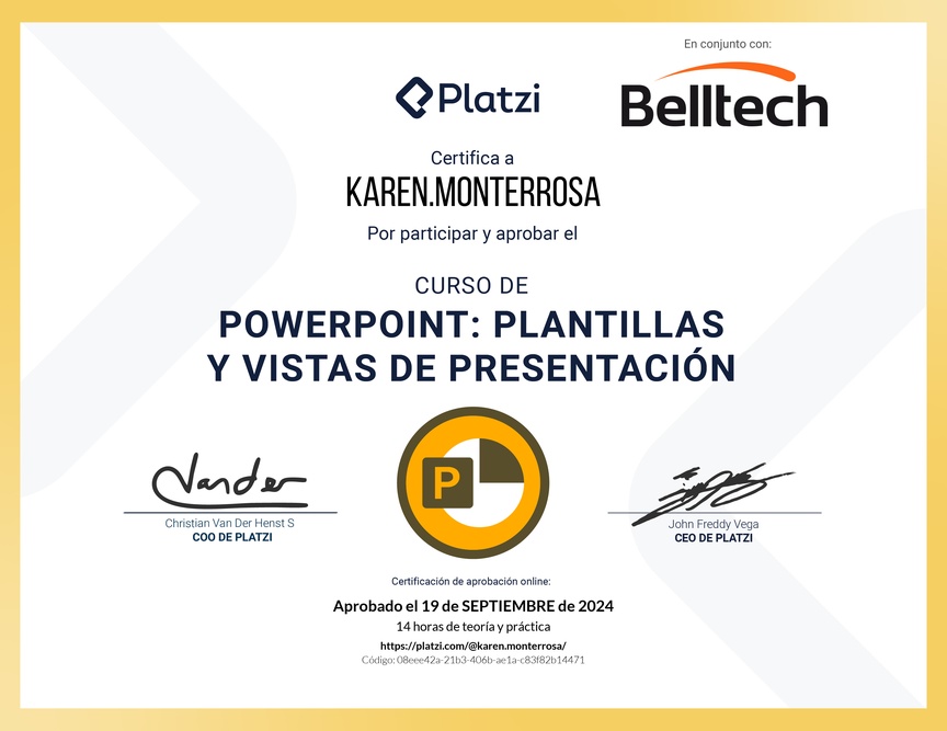 Diploma del Curso de PowerPoint: Plantillas y Vistas de Presentación
