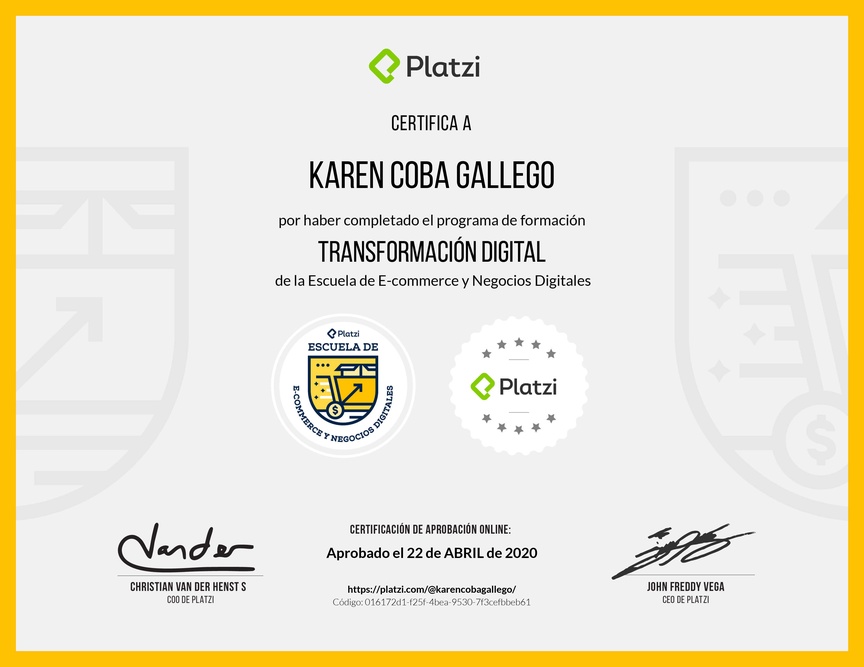 Diploma de la Ruta de Aprendizaje de Transformación Digital