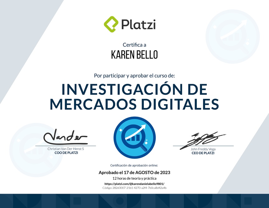 Diploma del Curso de Investigación de Mercados Digitales