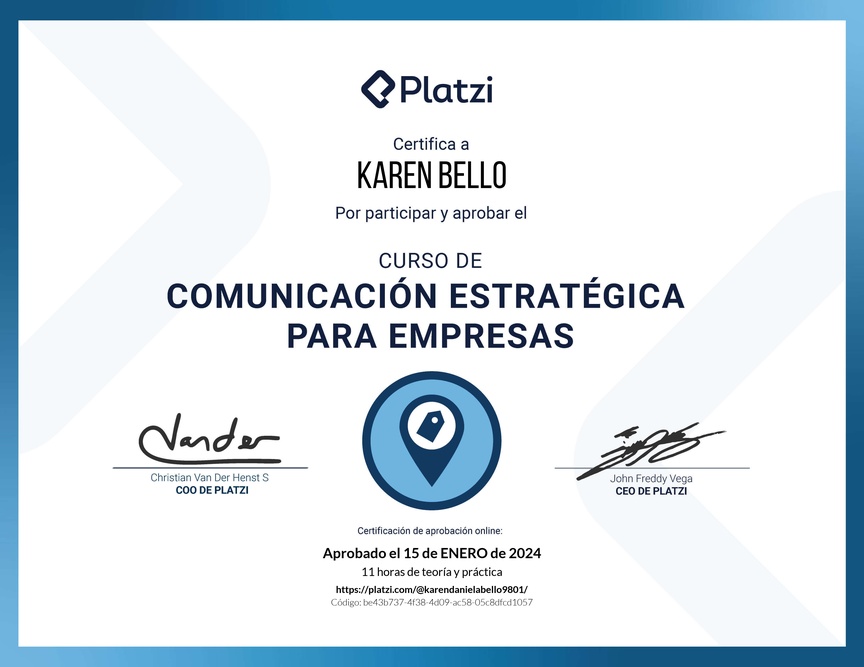 Diploma del Curso de Comunicación Estratégica para Empresas