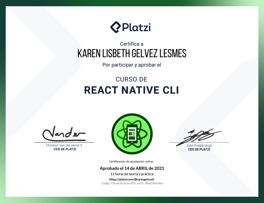 Diploma del Curso de React Native CLI