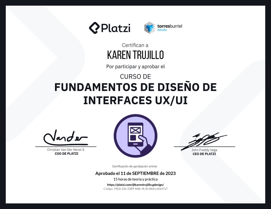 Diploma del Curso de Fundamentos de Diseño de Interfaces UX/UI