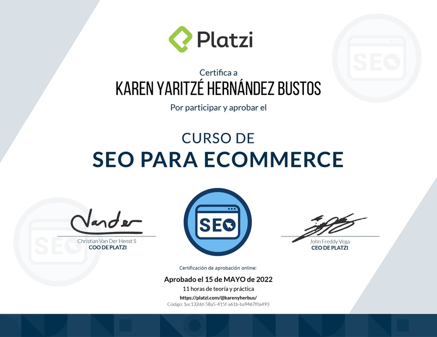 Diploma del Curso de Técnicas SEO para E-Commerce