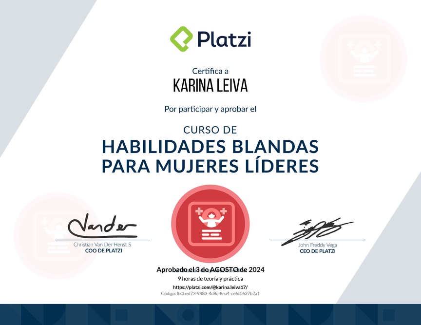 Diploma de Audiocurso de Habilidades Blandas para Mujeres Líderes