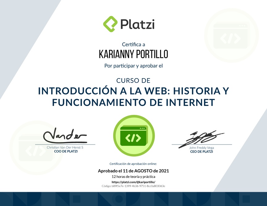 Diploma del Curso de Introducción a la Web: Historia y Funcionamiento de Internet