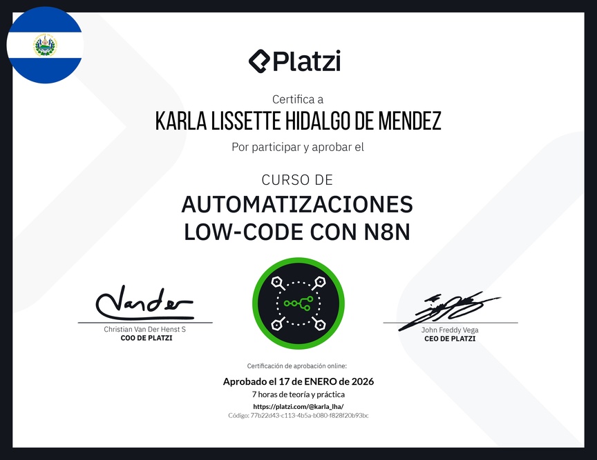 Diploma del Curso de Automatizaciones con n8n