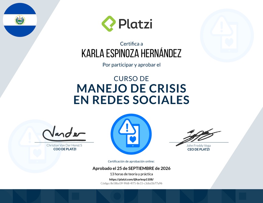 Diploma del Curso de Prevención y Respuesta a Crisis en Redes Sociales