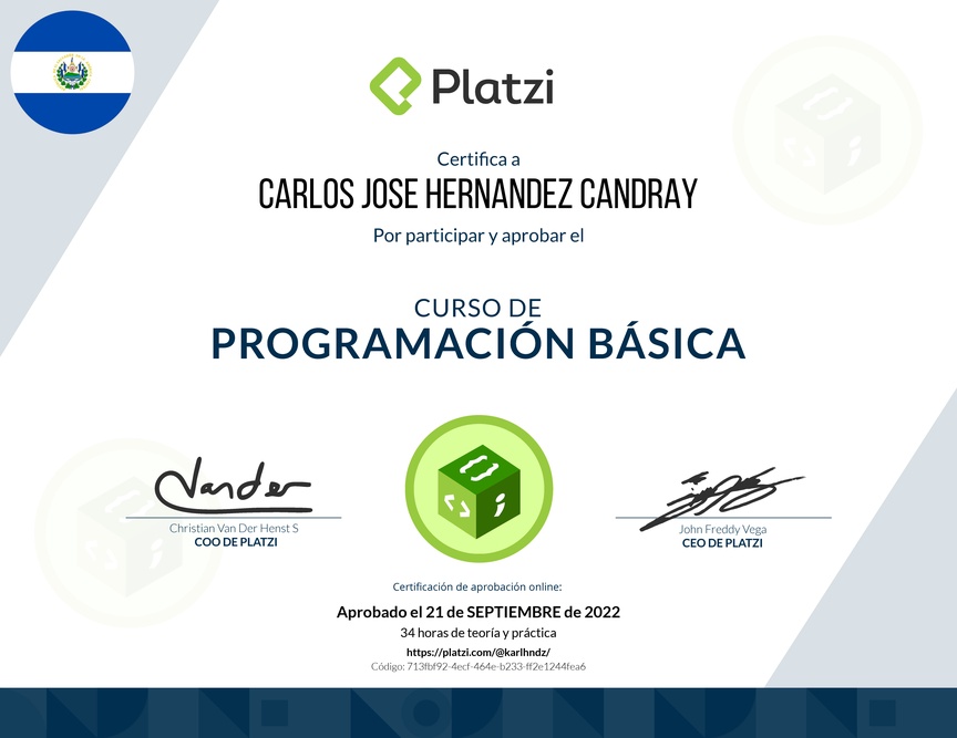 Diploma del Curso Básico de Programación