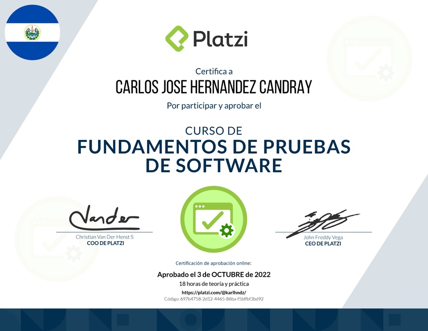 Diploma del Curso de Fundamentos de Pruebas de Software