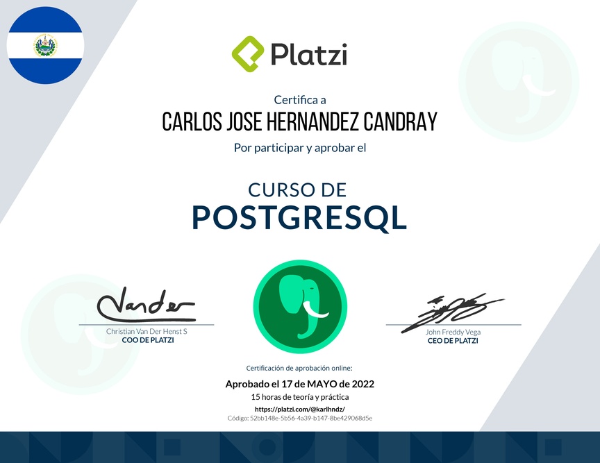 Diploma del Curso de PostgreSQL